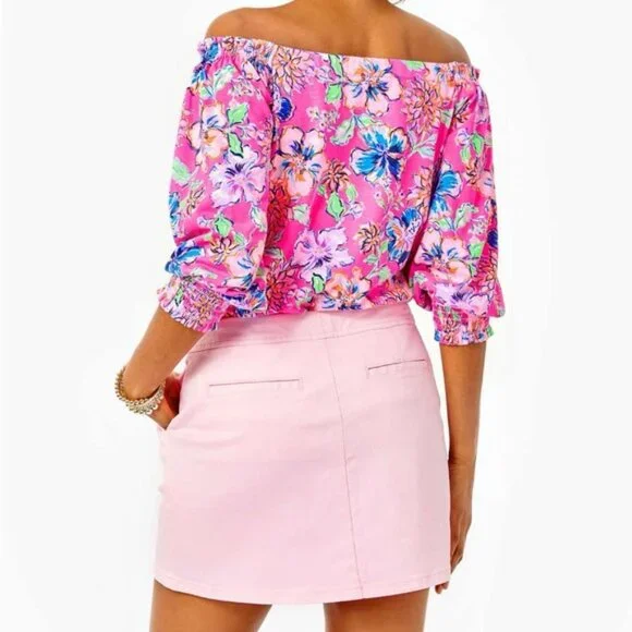 NEW Lilly Pulitzer Colette DENIM Skort CALLA LILLY PINK